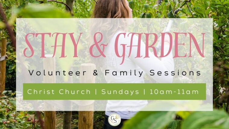 Stay & Garden at St. Christ Church Kensington, Sundays from 10am to 11am. Growing Space logo.